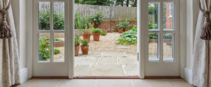 French doors leading to kitchen garden